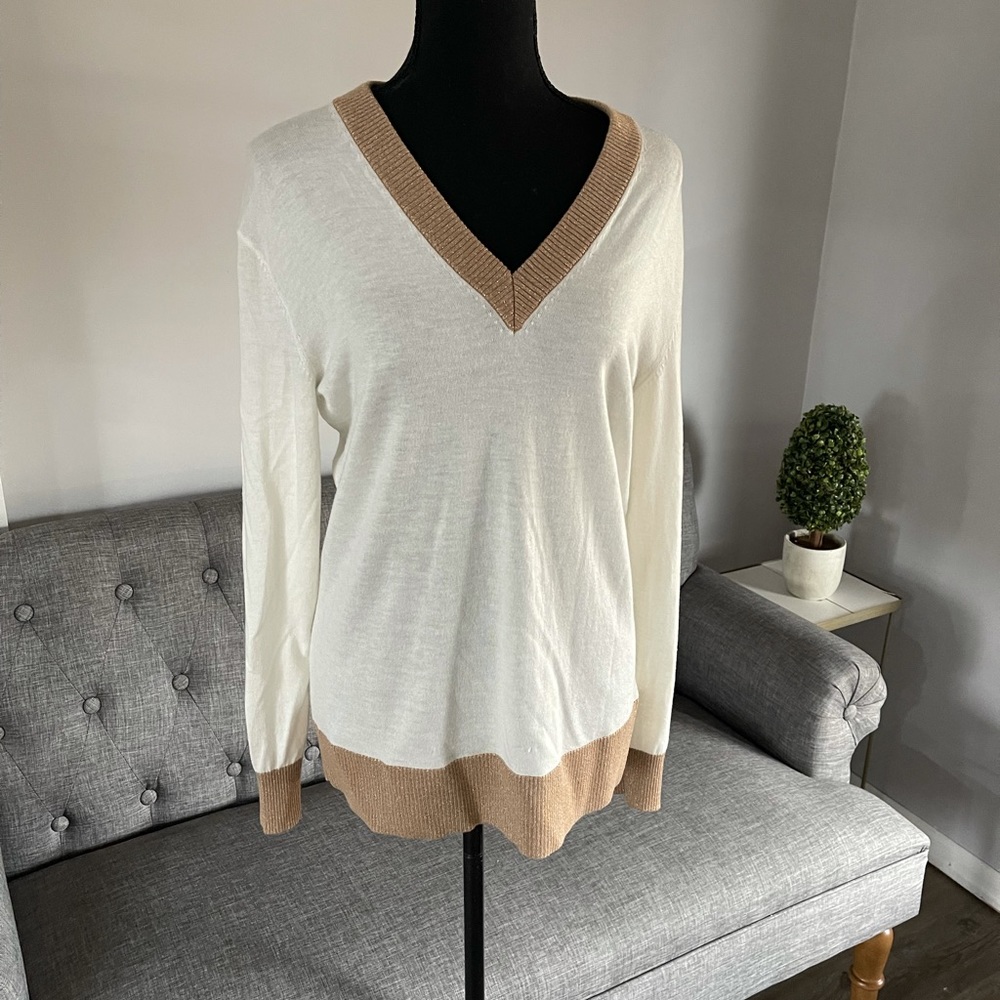 Michael Kors Cream and Gold Lightweight Sweater